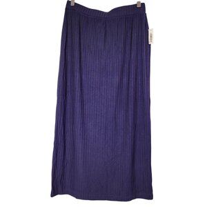 Daily Ritual Women's Wide Ribbed Pencil Maxi Skirt Blue Size Medium